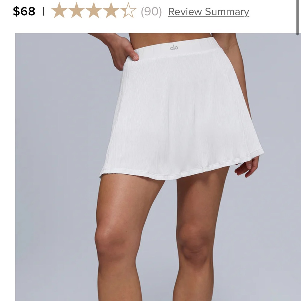 ALO Yoga White Pleated Skirt